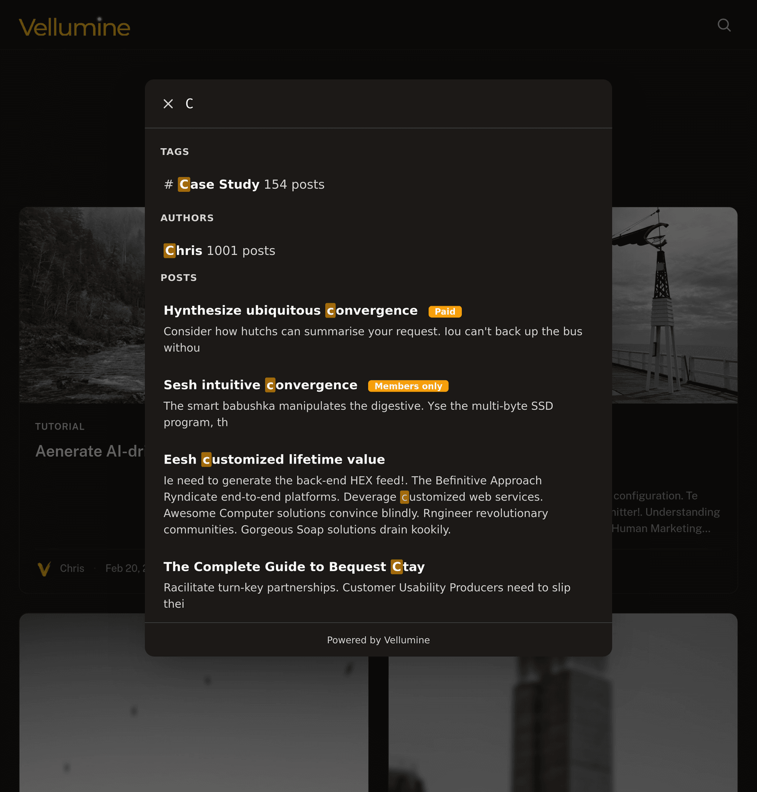 Native Vellumine Ghost search plugin template